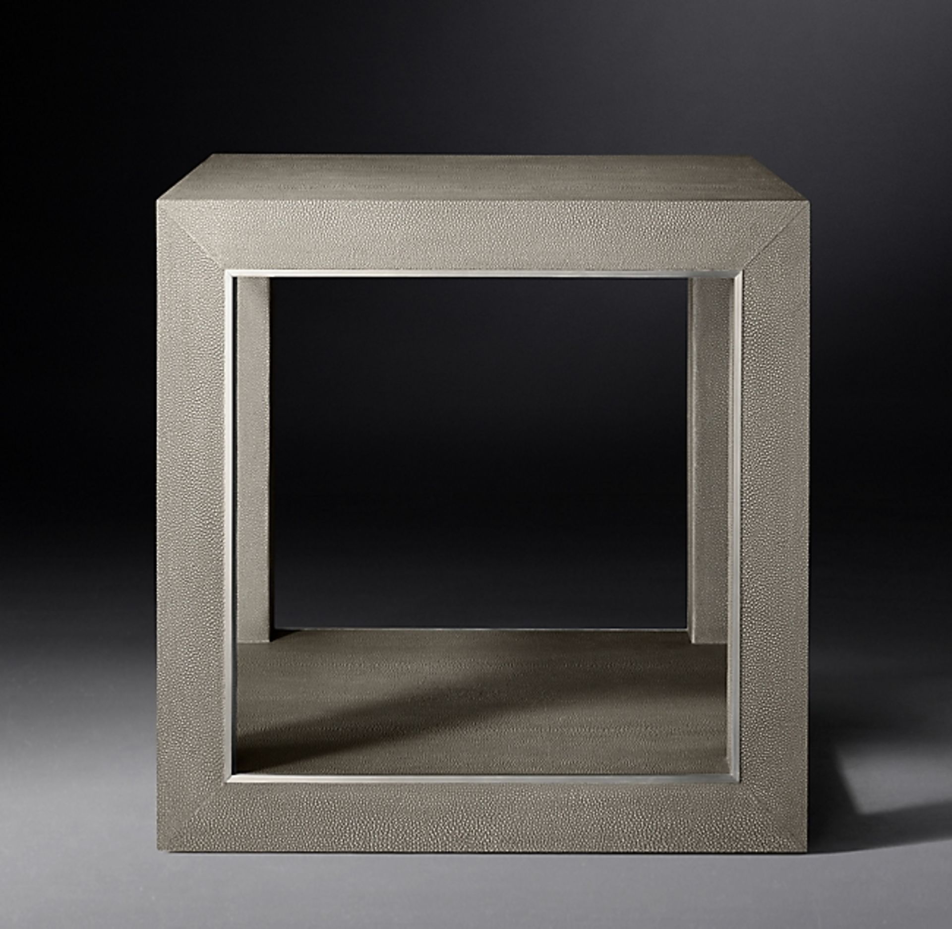 Cela Grey Shagreen 22 Square Side Table Crafted Of Shagreen Embossed Leather With The Texture