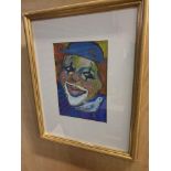 Framed Drawing Prague Clown Pastel 34 x 43cm (Location HBEL HLD)