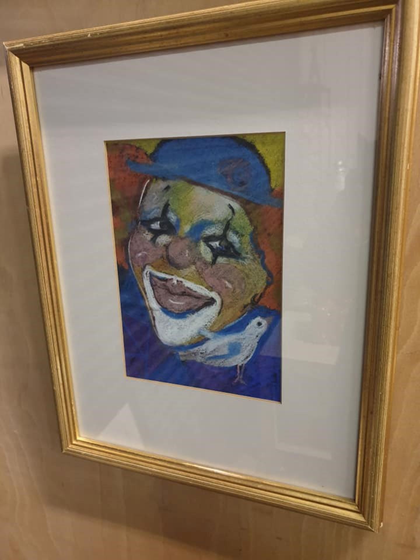 Framed Drawing Prague Clown Pastel 34 x 43cm (Location HBEL HLD)