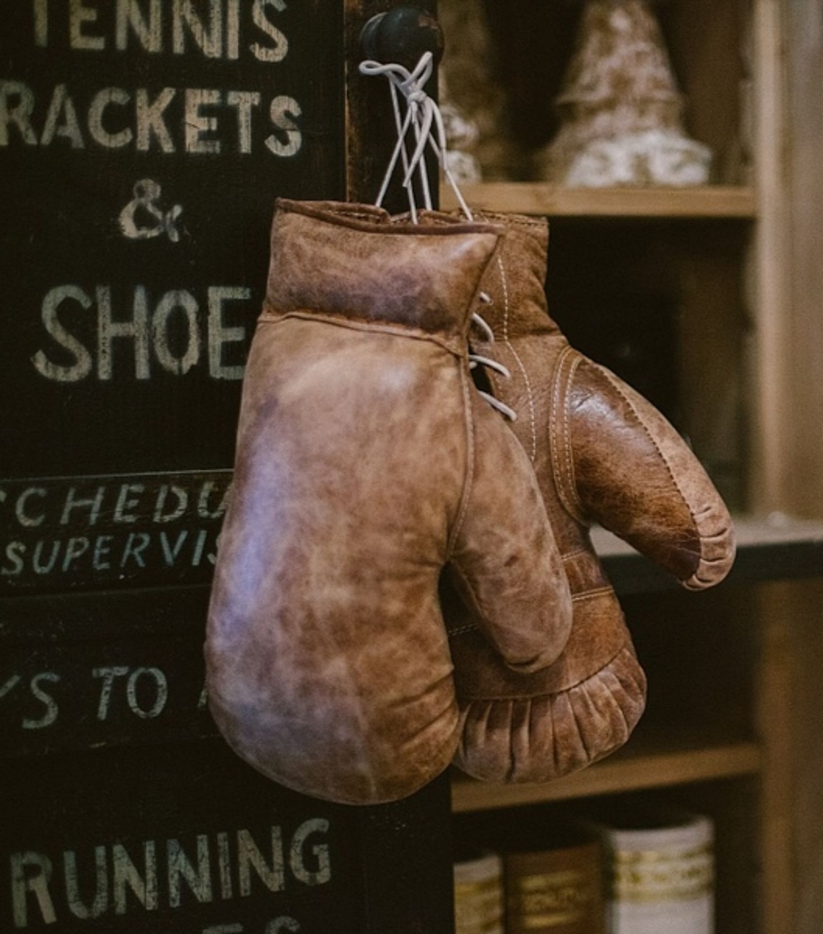 Timothy Oulton Sporting Boxing Glove A Pair Hand stitched and handcrafted in burnished vintage