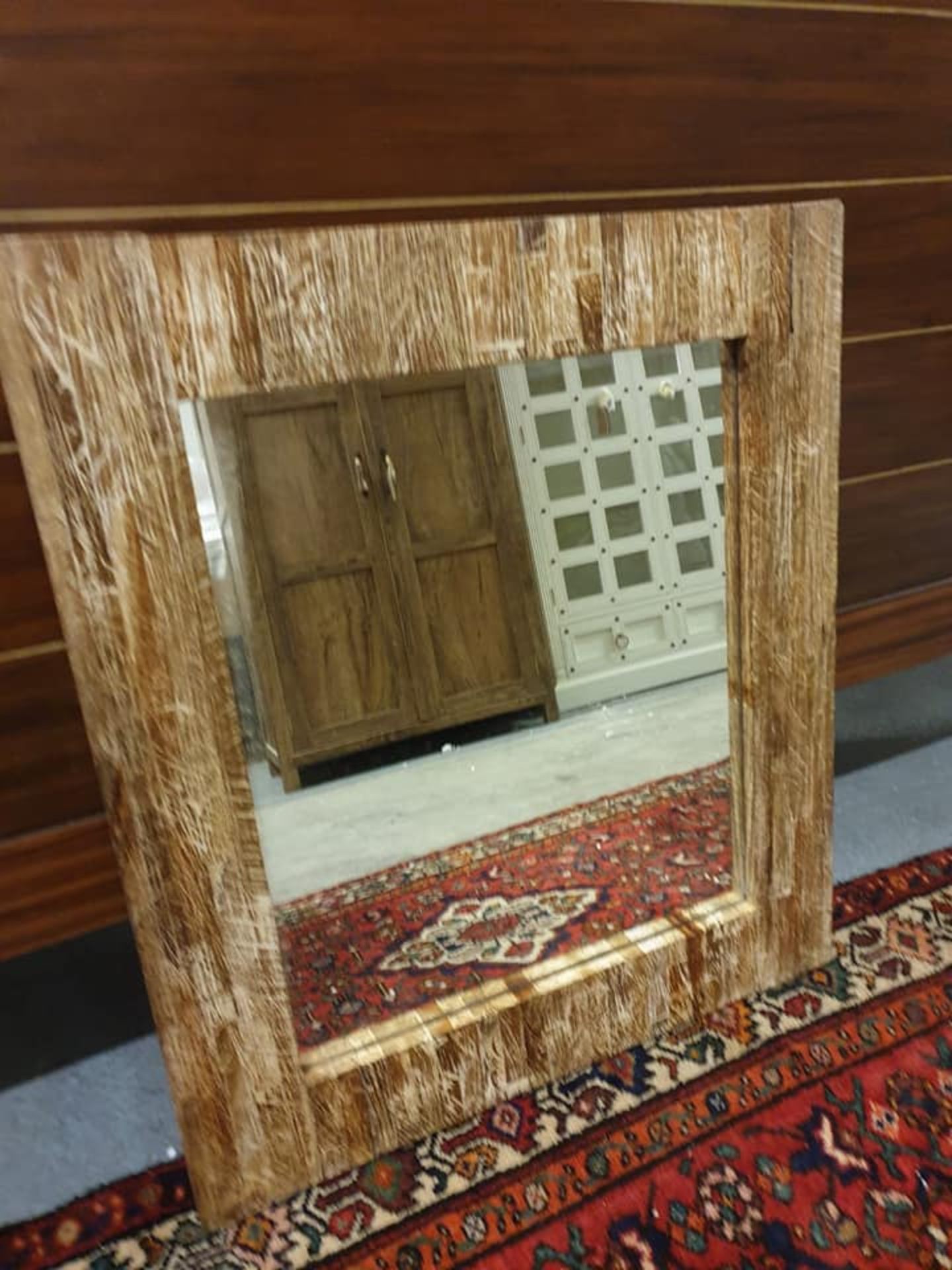 Accent Mirror Wood Distressed Frame - Clear Plate Mirror Glass a Simple yet Sophisticated Accent