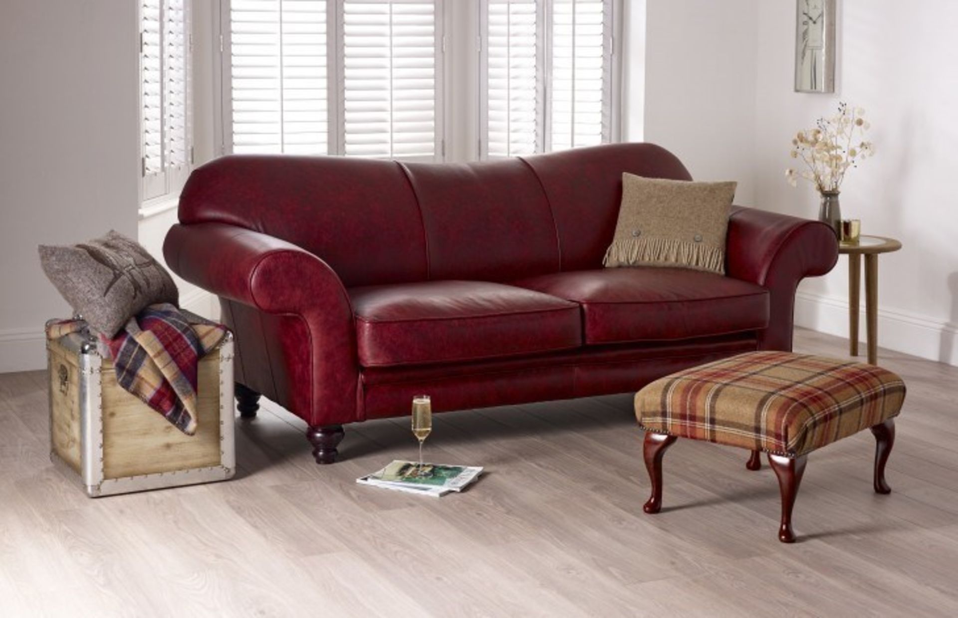 Eton 4 Seater Tobacco Leather Curved Sofa A Beautiful Narrower Depth Sofa A Contemporary Twist On