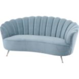 Blue Velvet Two Seater Shell Sofa â€“ Halcyon Collection