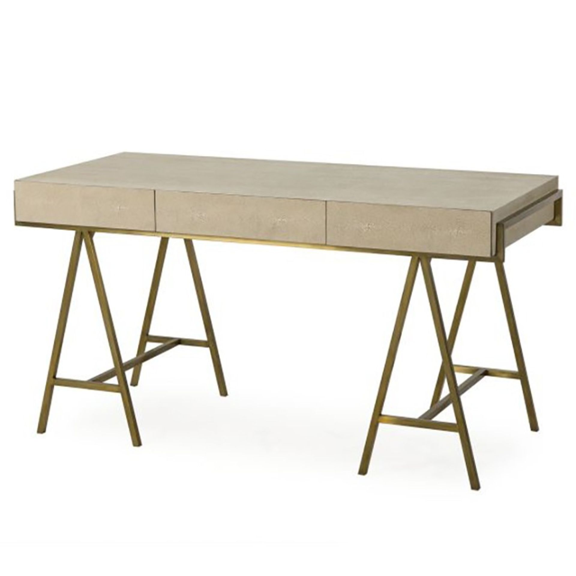 Delilah Desk - Cream Shagreen Designed In The Hollywood Regency Style, This Handsome Desk Has A