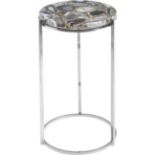 Agate Round Side Table on Nickel Frame