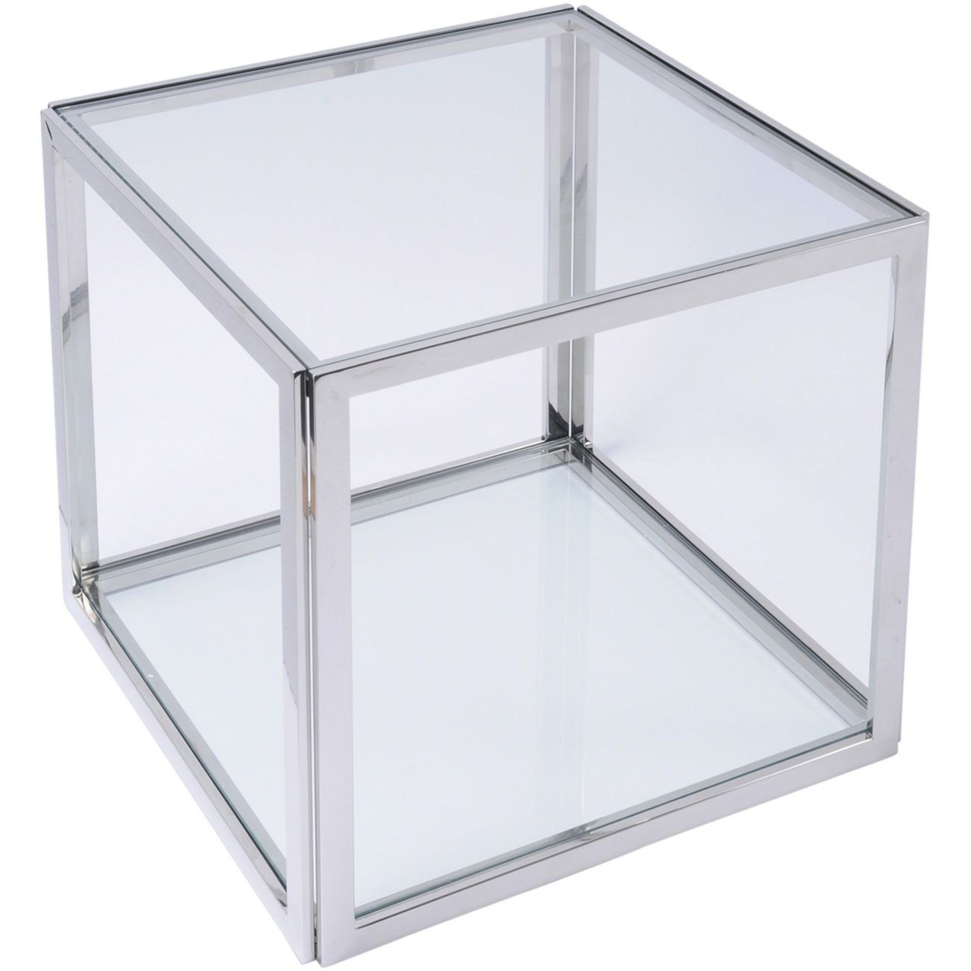 Linton Stainless Steel And Glass Square Side Table