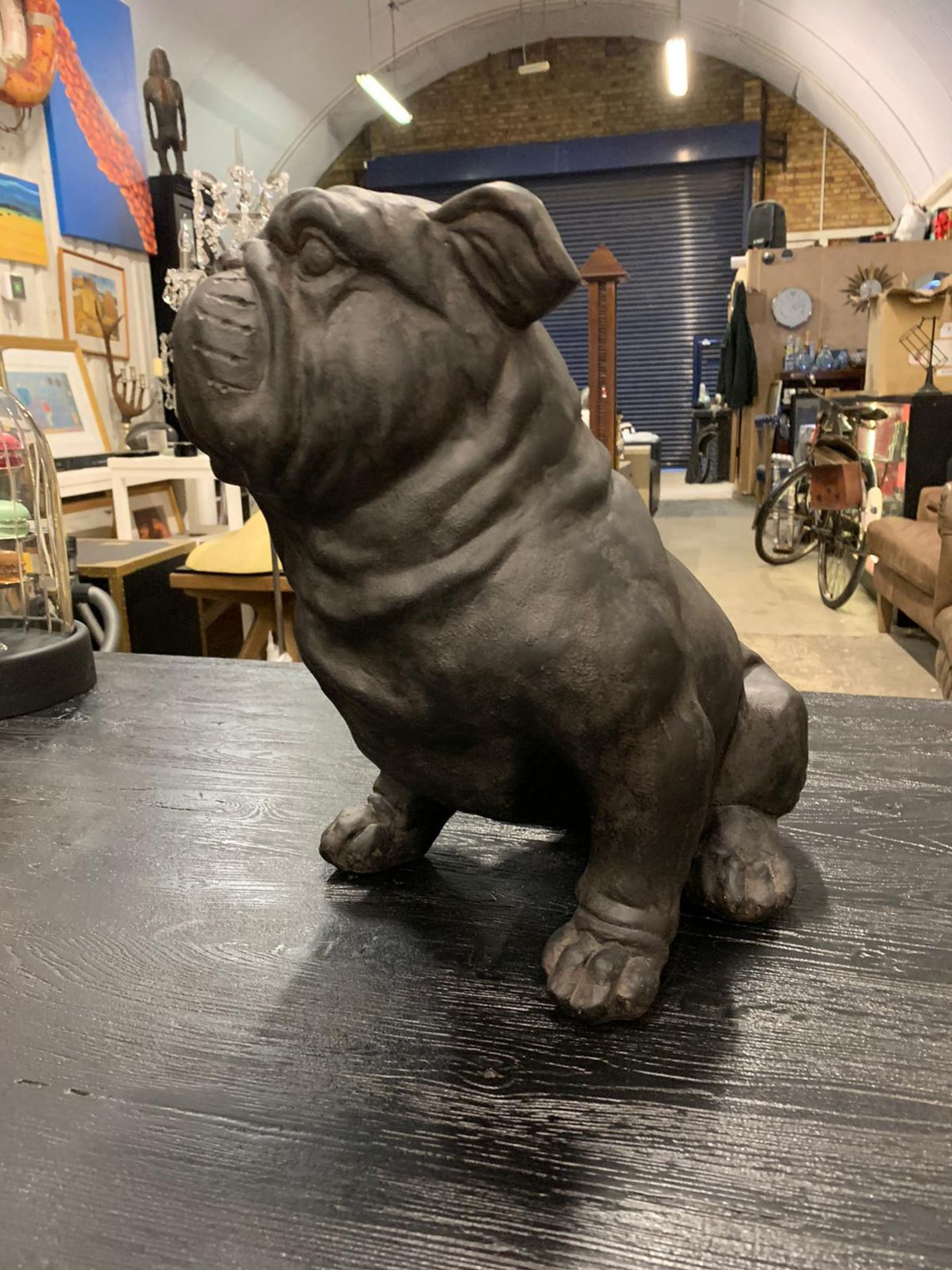 Bulldog Resin Sculpture Grey Black Bringing Fierce Character And Whimsical Charm To Any Setting. - Image 3 of 3