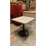 Marble Bistro Table White Honed Marble with Cast Iron Base 70 x 70 x 73cm