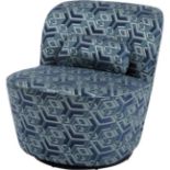 Ellison Blue And Green Geometric Print Swivel Occasional Chair