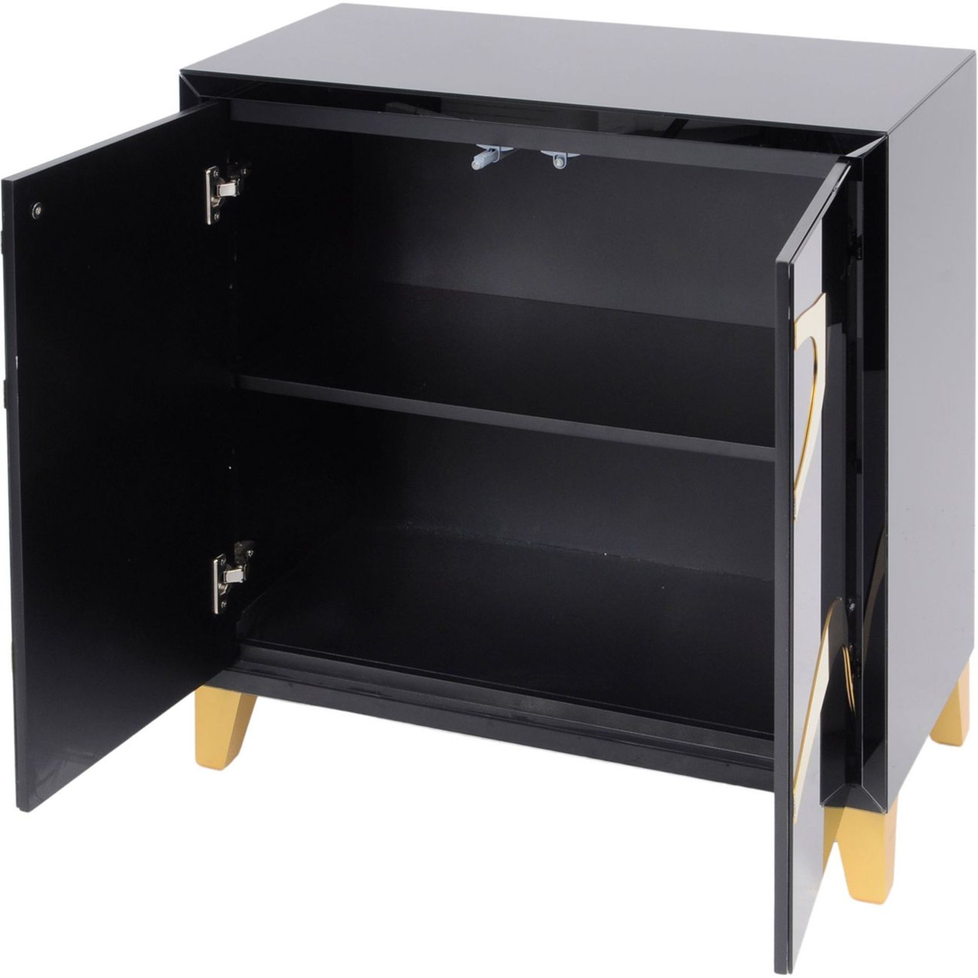 Taroko Black Mirrored Cabinet with Gold Motif - Image 2 of 2
