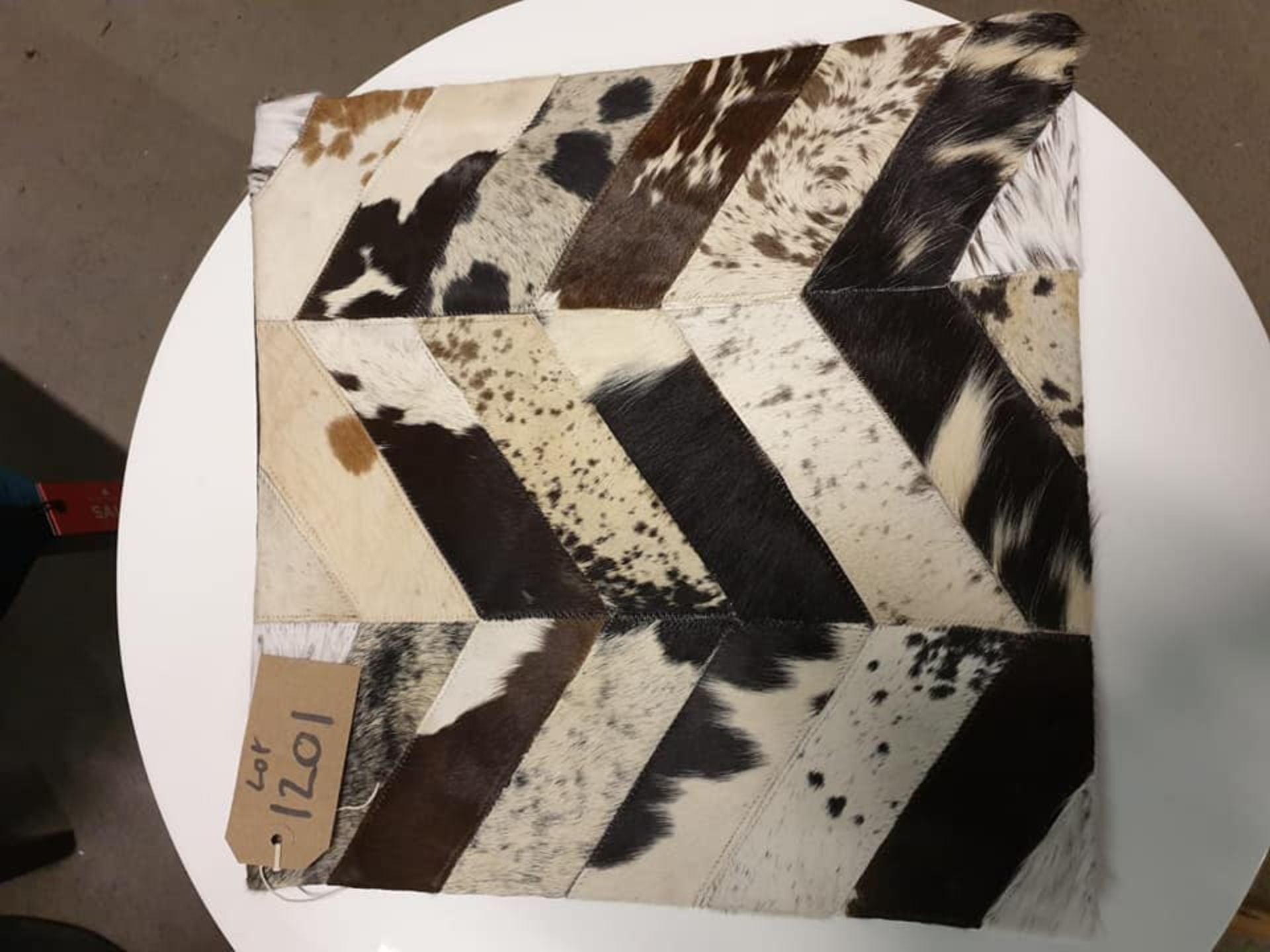 Cowhide Leather Cushion 100% Natural Hide Handmade 35cm