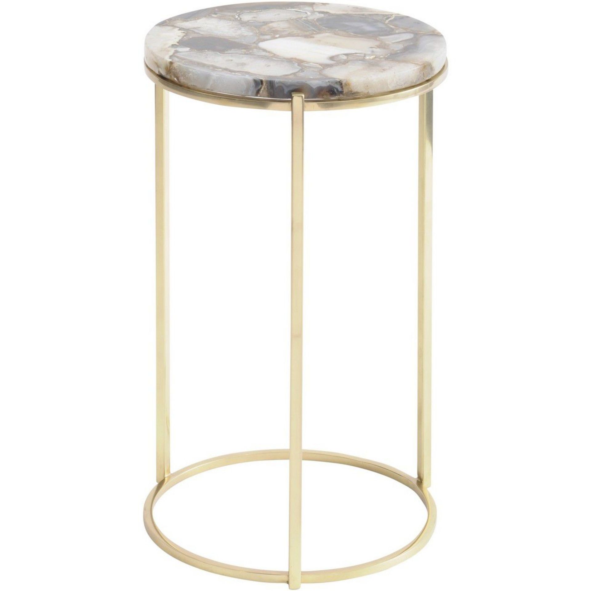 Agate Round Side Table on Brass Frame