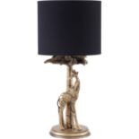 Giraffe Table Lamp in Gold Resin With Black Shade