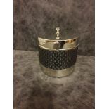 Benton Black Leather Lidded Ice Bucket Stainless Steel Ice Bucket With Contrasting Woven Black