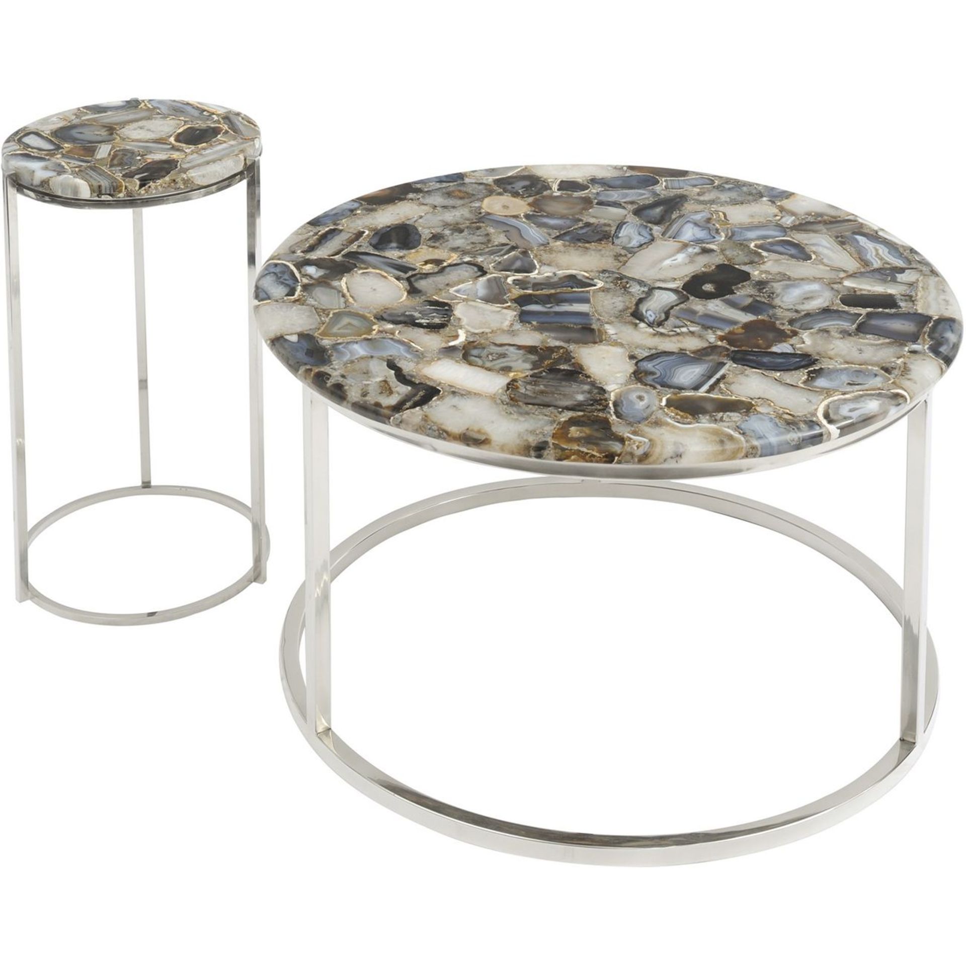 Agate Round Coffee Table On Nickel Frame - Image 2 of 3