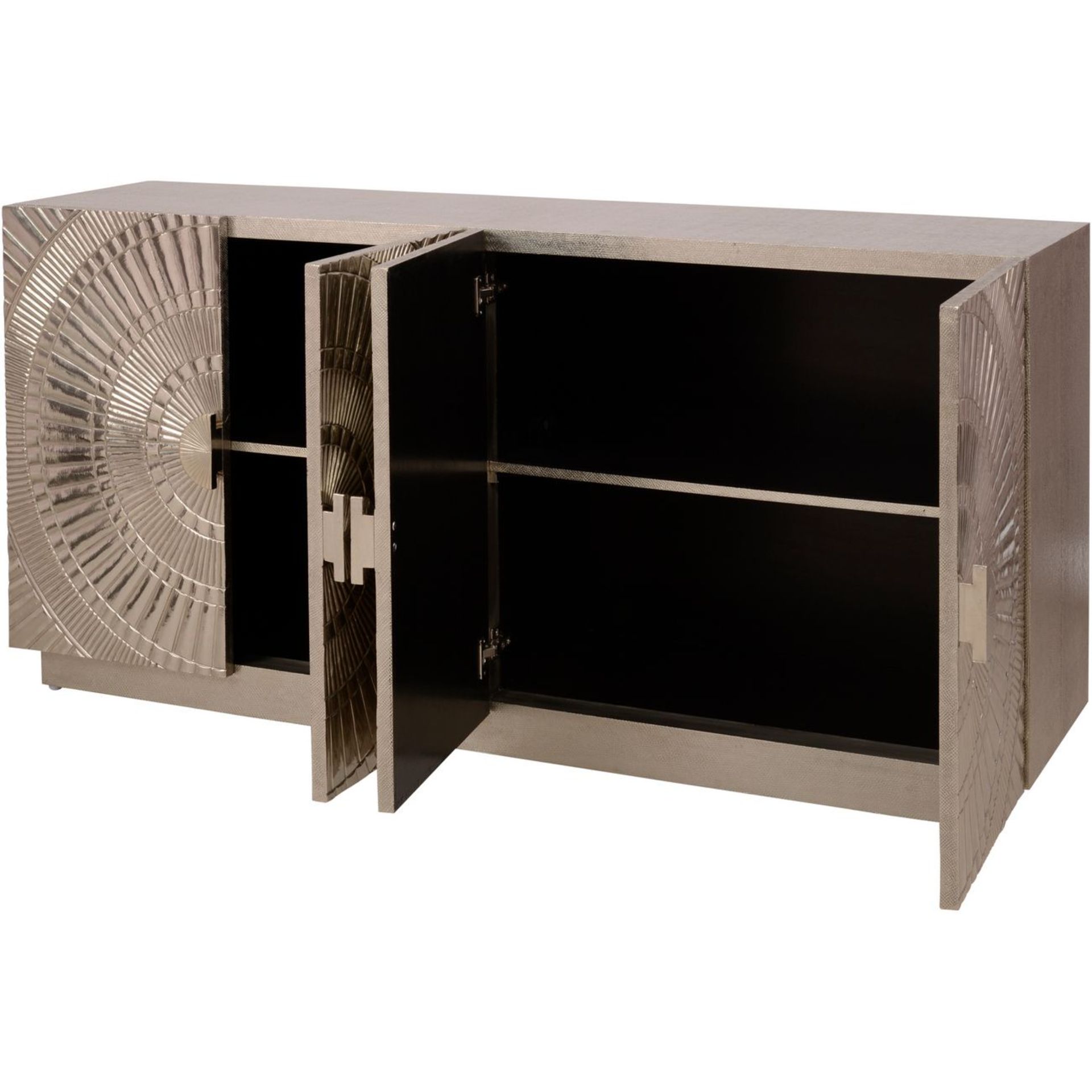 Coco Silver Embossed Metal 4 Door Buffet - Image 2 of 2