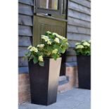 A Pair Capi Lux Cadiz square cubic planter with tapered sides UV resistant high grade fibre stone 32