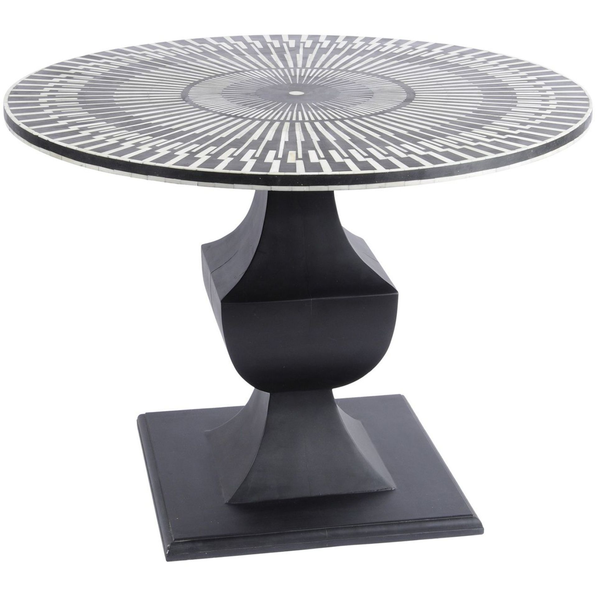 Humbug Bone Inlay Black And White Round Dining Table