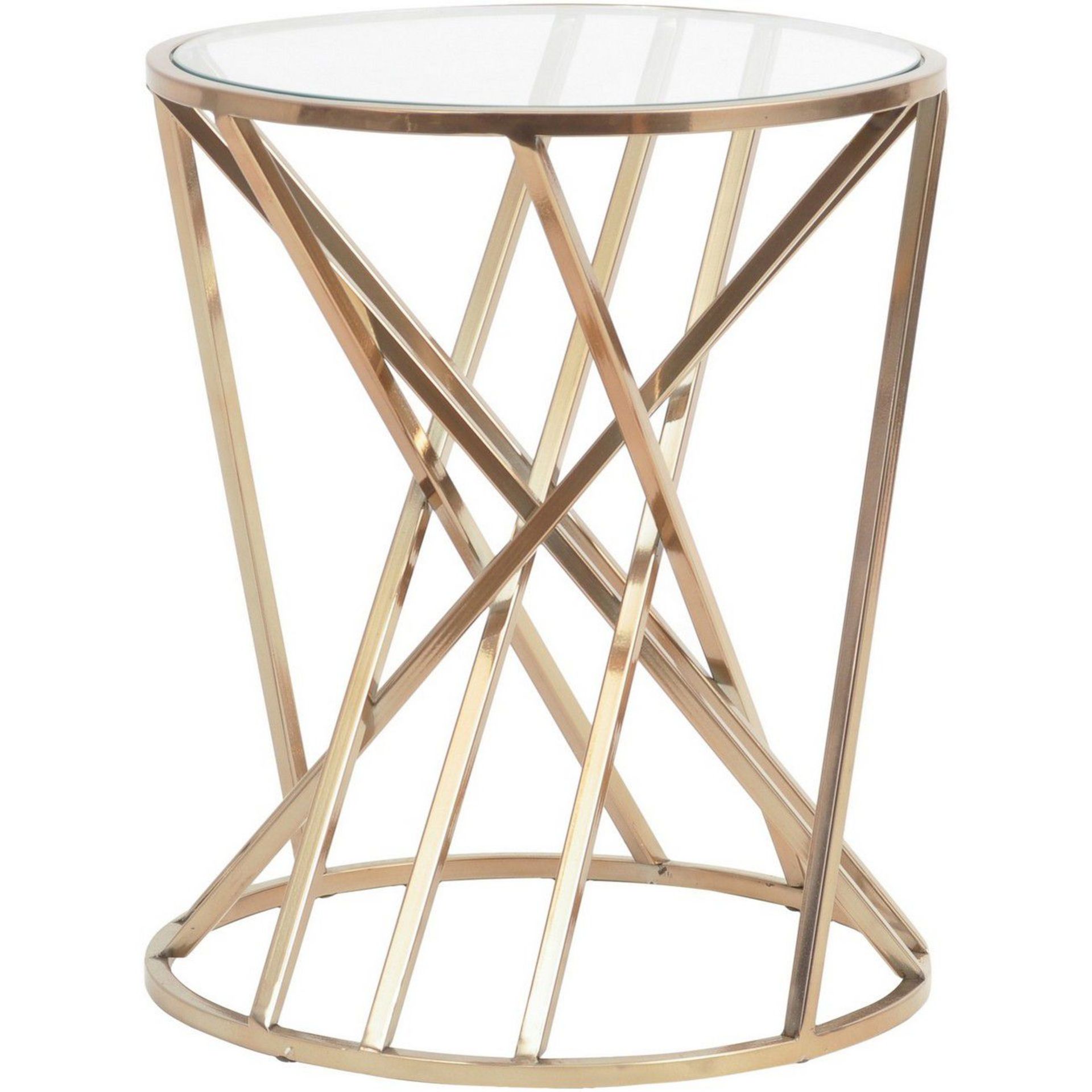 Copper Twist Round Side Table With Glass Top