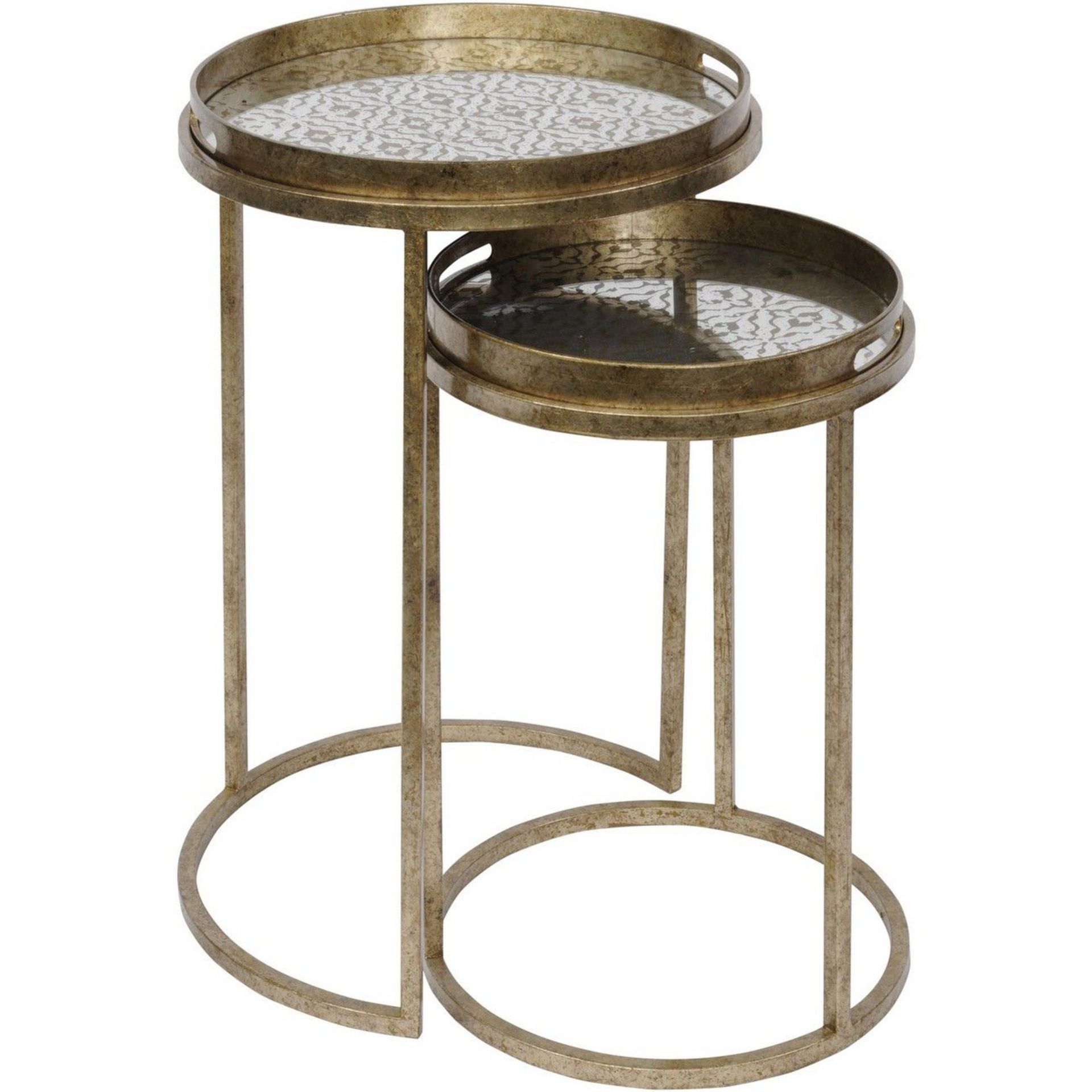 Vienna Antique Gold Diamond Set Of 2 Side Tables - Image 2 of 4