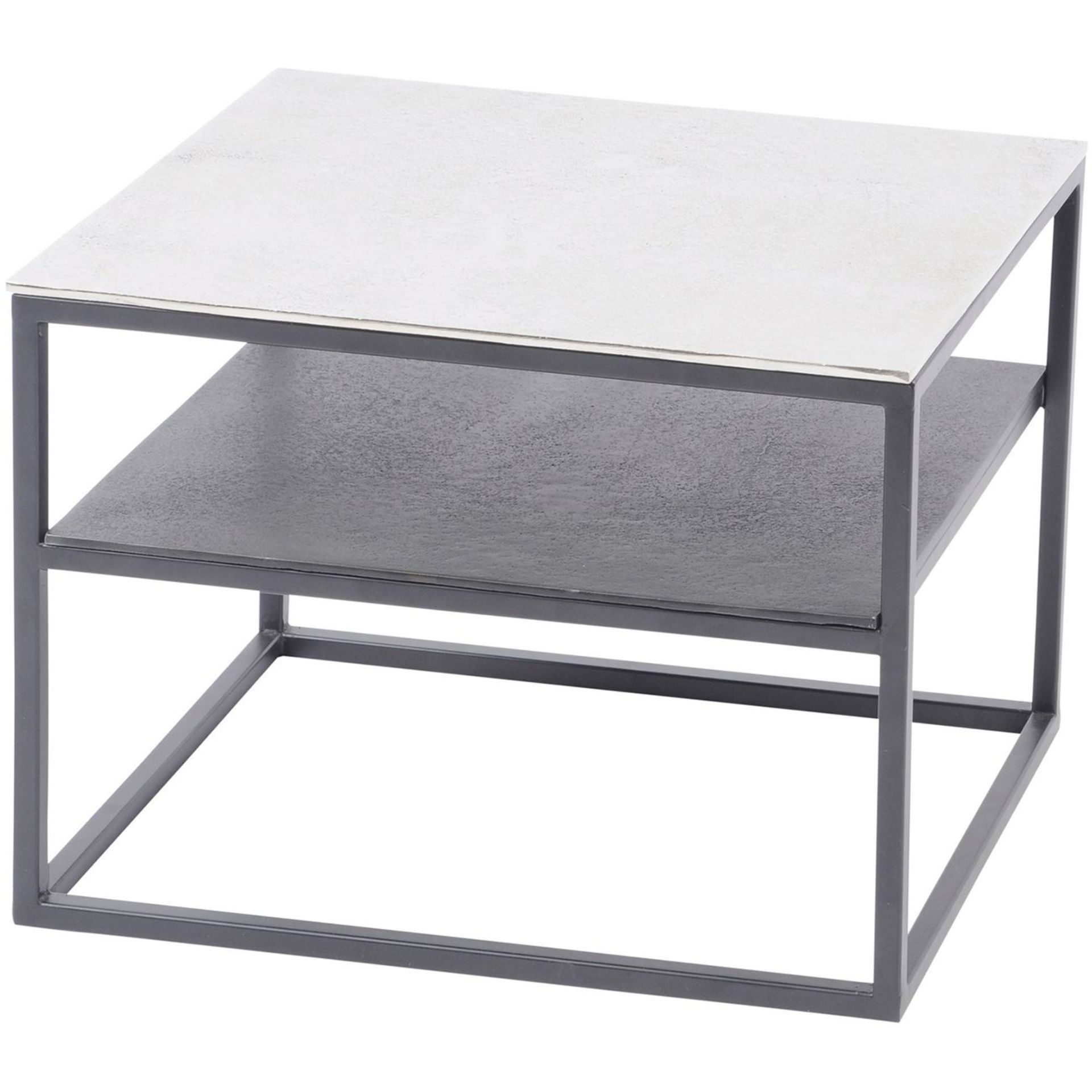 Elements Aluminium and Iron Side Table with Shelf