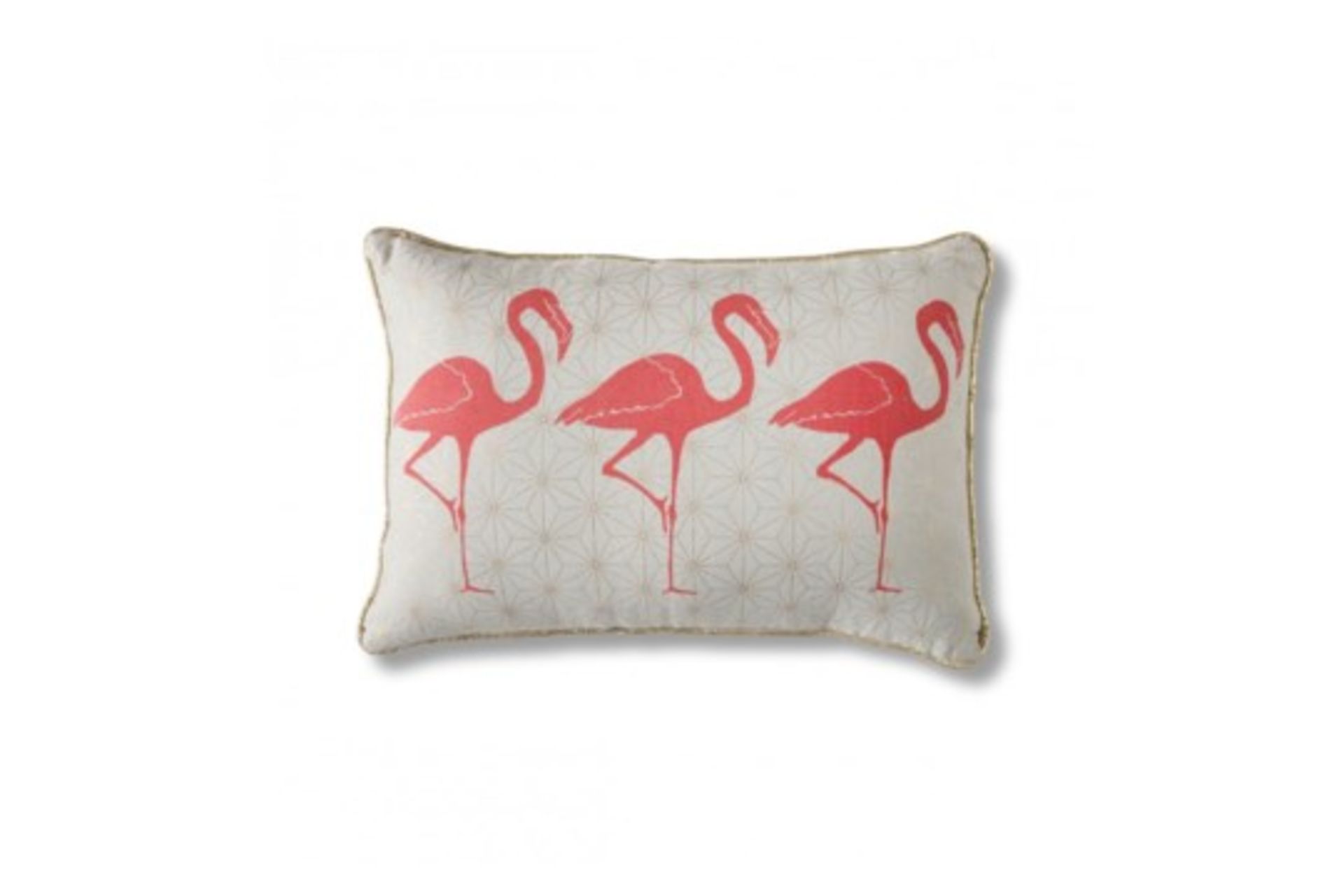 4 x Flamingo Geo Cushion Cotton Feather Filled Flamingo Print On A Gold Metallic Geometric