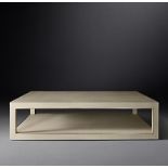 Cela Cream White Shagreen 60 Square Coffee Table Crafted Of Shagreen-Embossed Leather With The