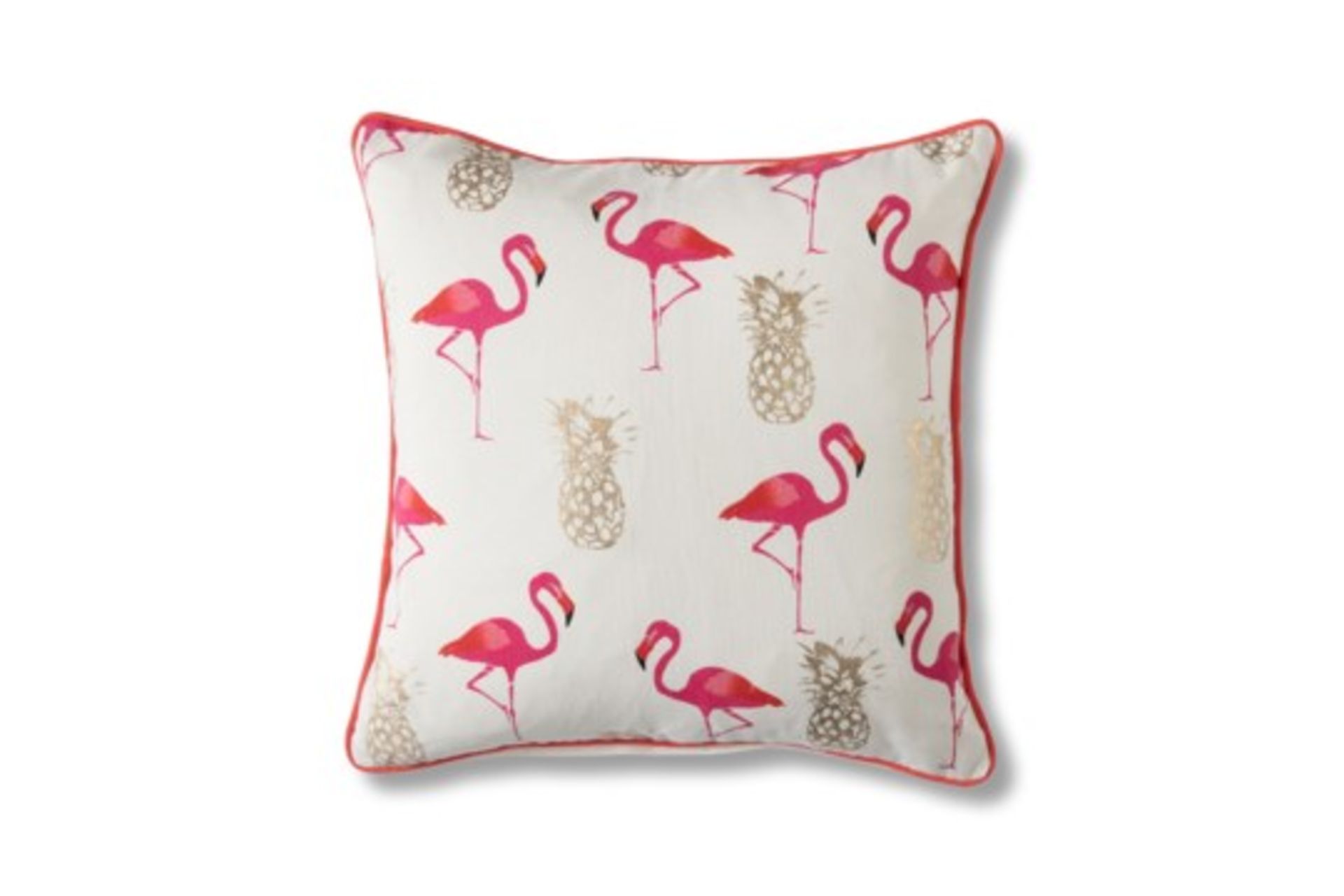 4 x Flamingo & Pineapples Cushion Blush Quirky Design With Flamingo Silhouette And Metallic