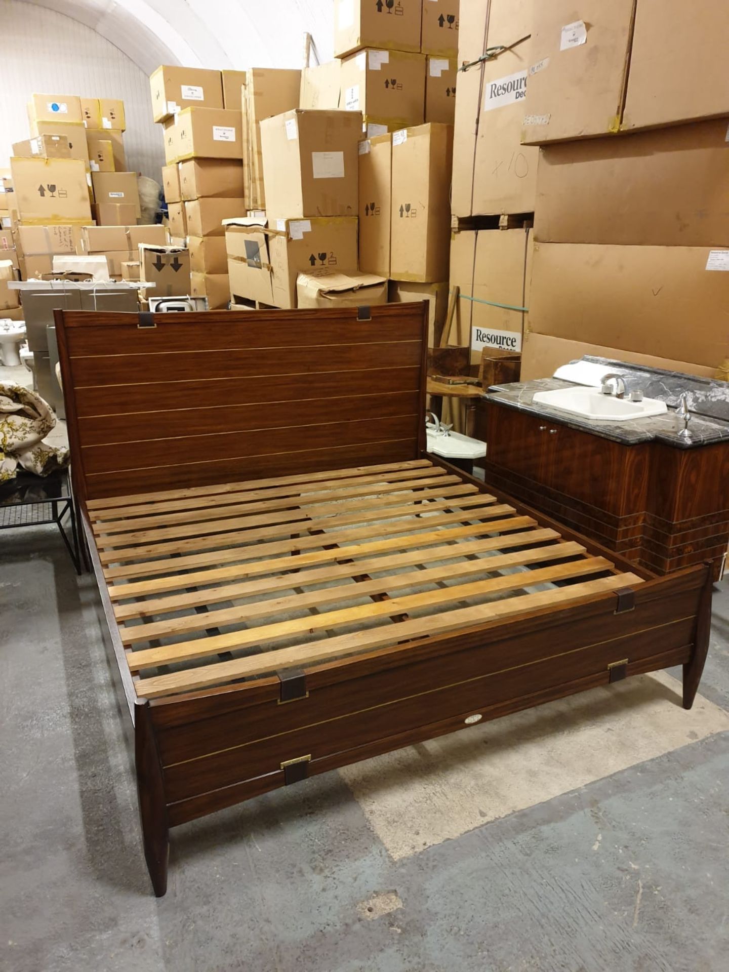 Starbay US King Size Bed ( Mattress Not Supplied) Rosewood Finish With Its Large Rounded Head, And