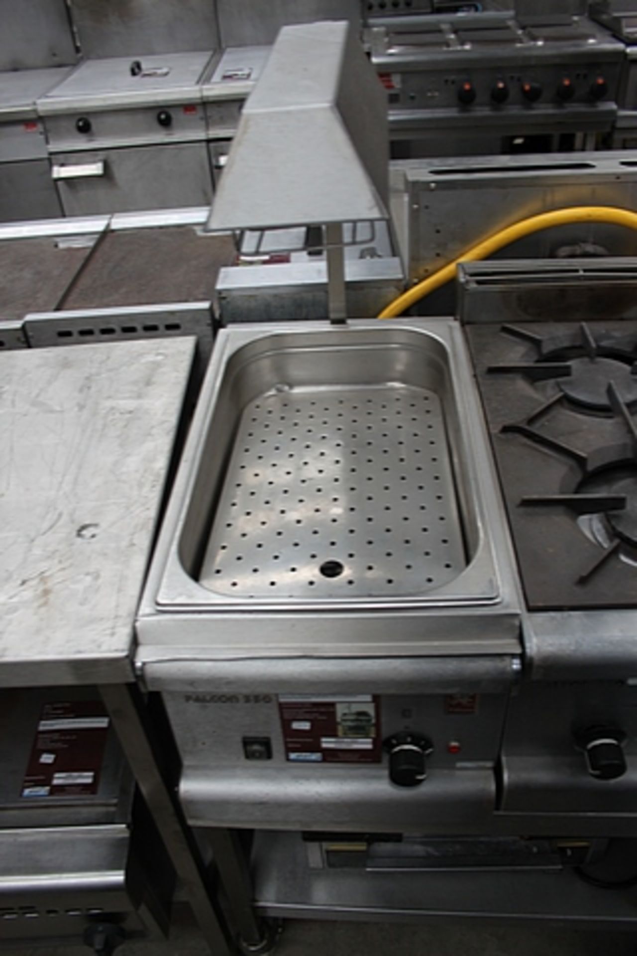 Falcon Chip Scuttle and 2 Burner Gas Top with stand 350 Series E350/48 and G350 Gas Top Keep chips