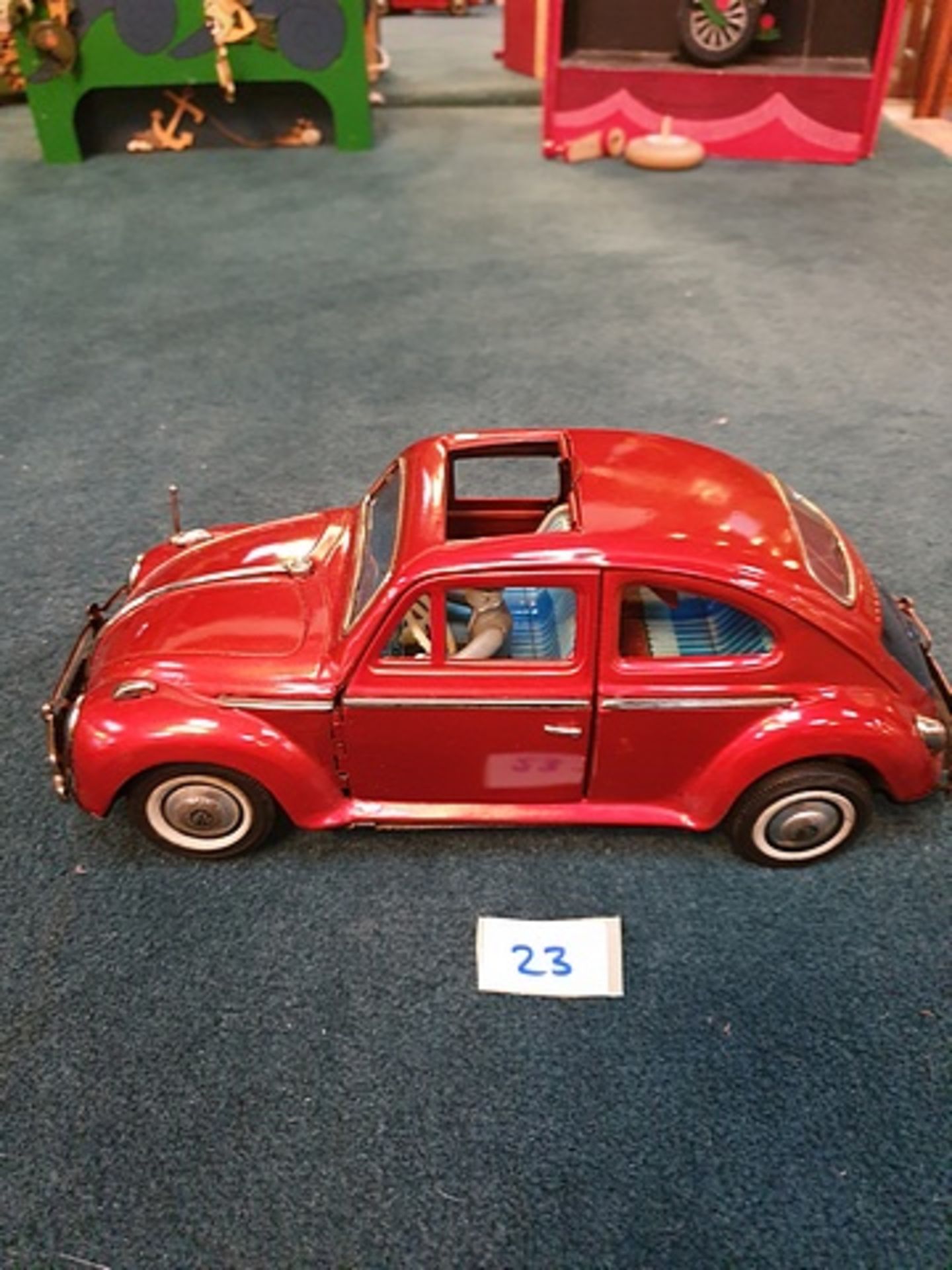 Bandai B.C. Toys Volkswagen Red Tin Car With Opening Doors Battery Operated Bump And Go Action - Image 6 of 6