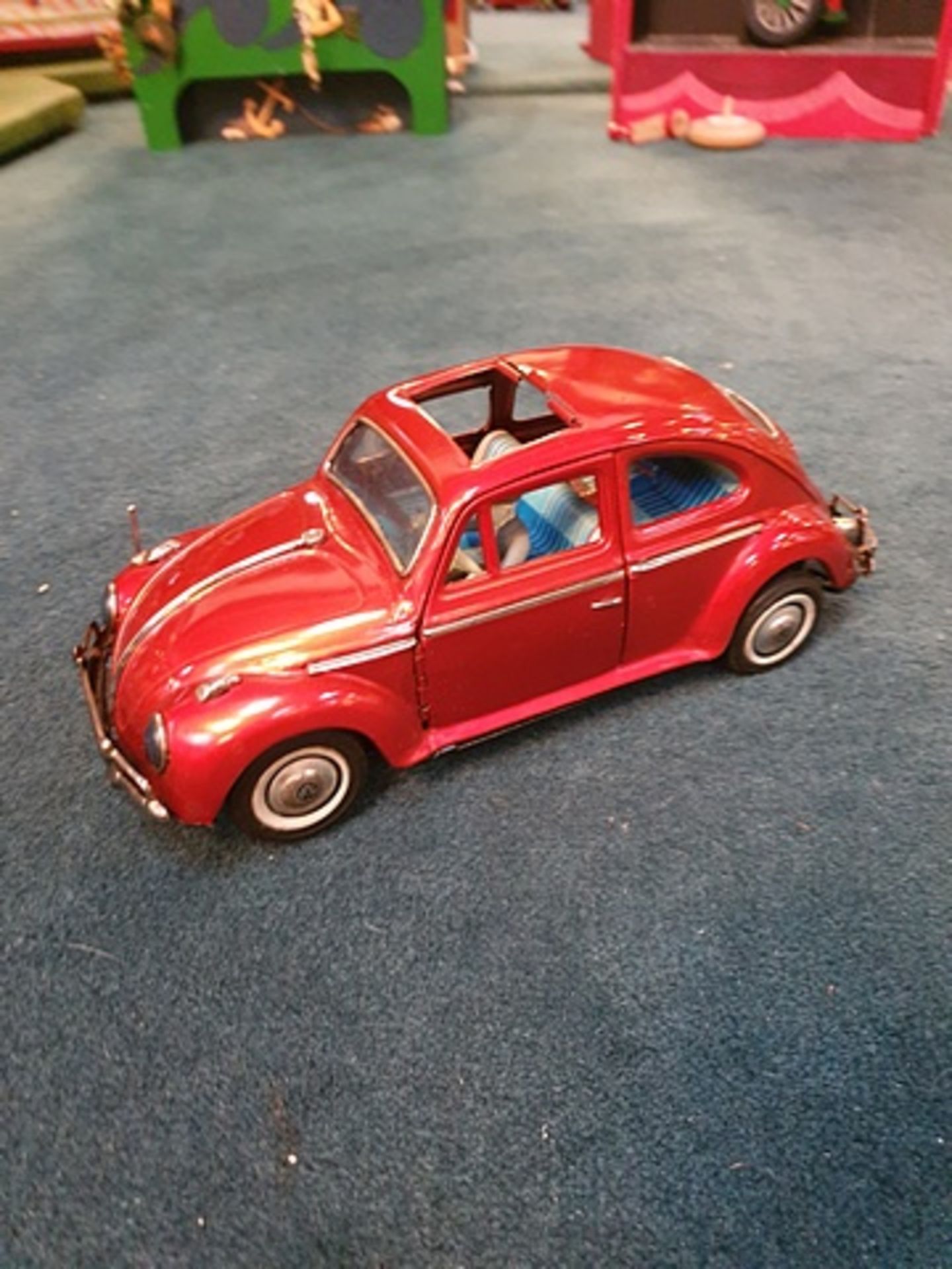 Bandai B.C. Toys Volkswagen Red Tin Car With Opening Doors Battery Operated Bump And Go Action - Image 2 of 6