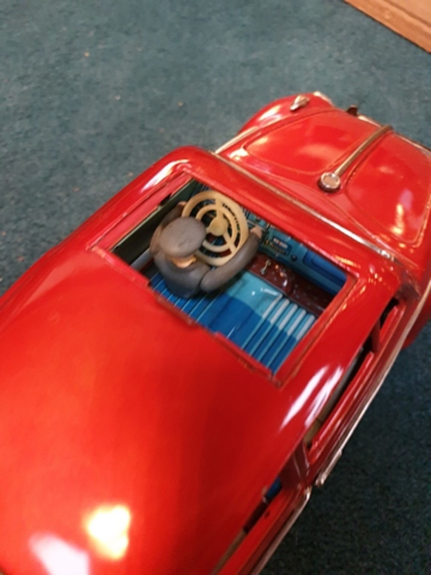 Bandai B.C. Toys Volkswagen Red Tin Car With Opening Doors Battery Operated Bump And Go Action - Image 5 of 6