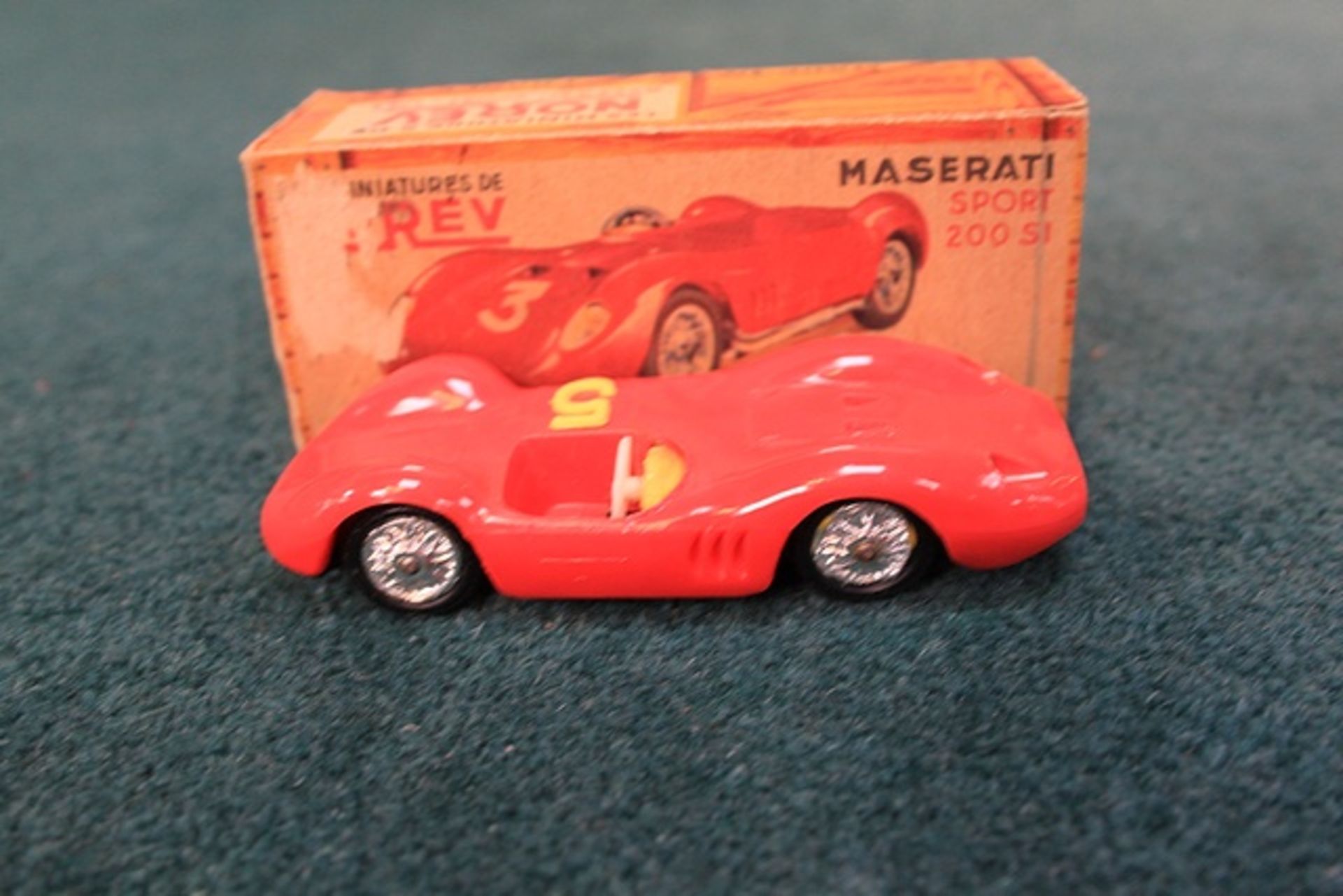 Norev (France) #20 Maserati Sport 200SI In Red With The Yellow # 5 Scale 1/43 Plastic Complete In - Image 2 of 2