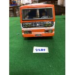 China Tin Toy MF235 Vintage Large 1970s Tin Friction Friendship Coach 12" Orange And White