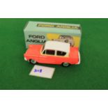 Jouet (France) Minialuxe Ford Anglia Deposee Ford Anglia Red With A White Roof Plastic Complete With