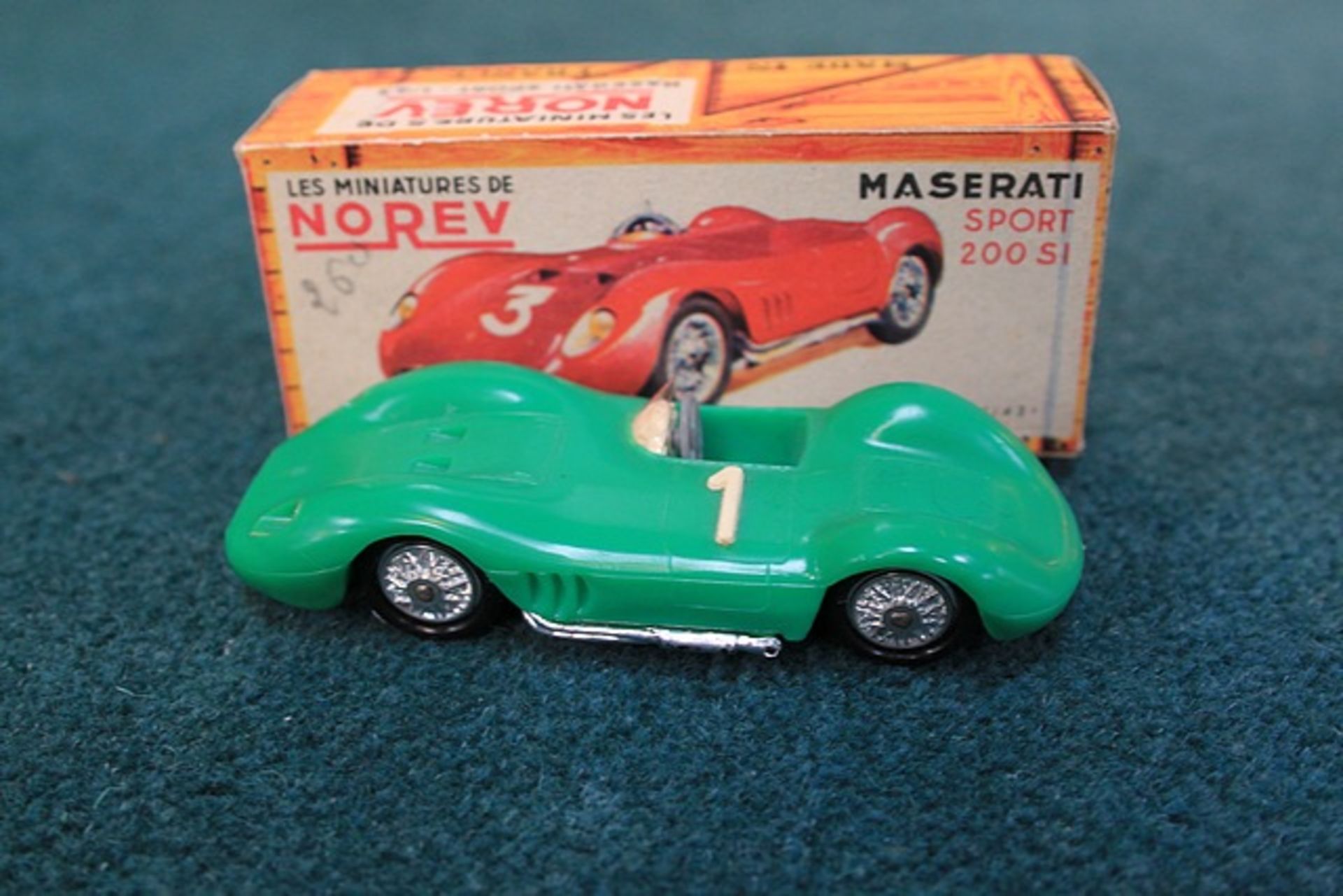 Norev (France) #12 Maserati Sport 200SI In Green With The White # 1 Scale 1/43 Plastic Complete In - Image 2 of 2