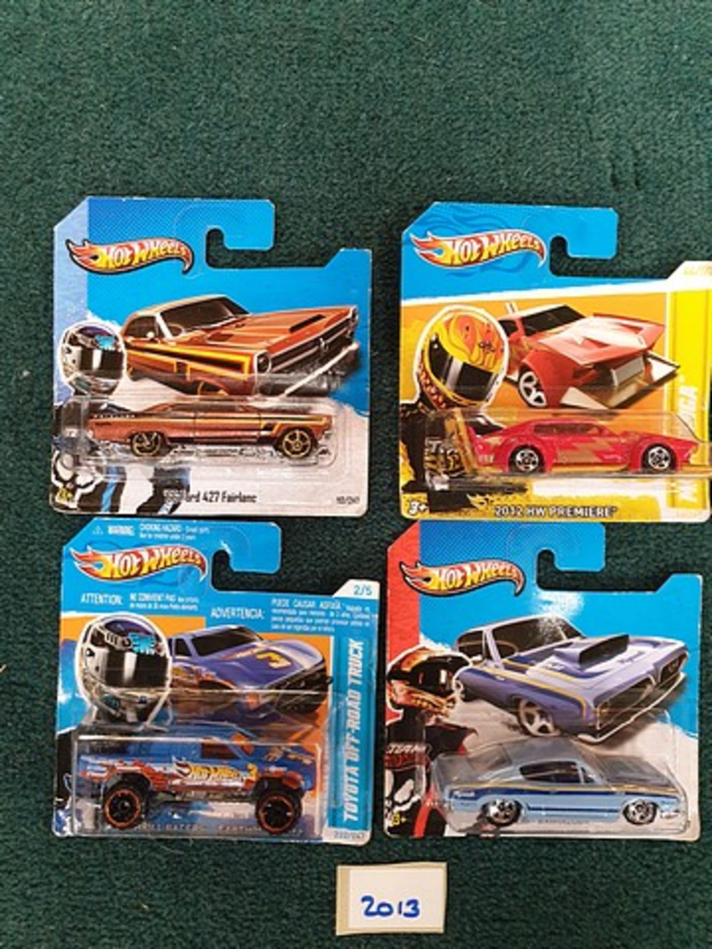 4 X Hot Wheels 44/247 2012 HW Premiere, 87/247 68 Hemi Barracuda, 112/247 66 Ford 427 Fairline,