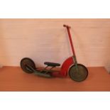 Vintage Harrods Wooden Pump Action Scooter In Red And Green