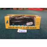 Budgie Toys (England) #102 Diecast Rolls-Royce Silver Cloud In Black Complete With Box. (Box Is