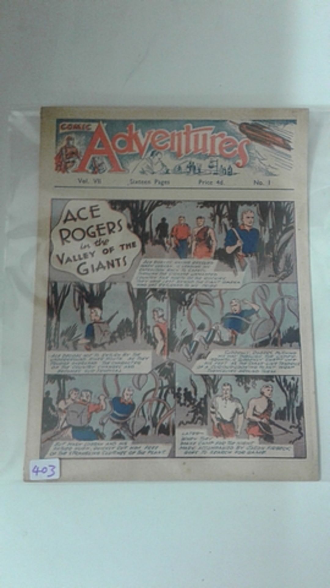 Comic Adventures Soloway, 1940 Series #V2/#1 Ace Rogers In The Valley Of The Giants (Location RG