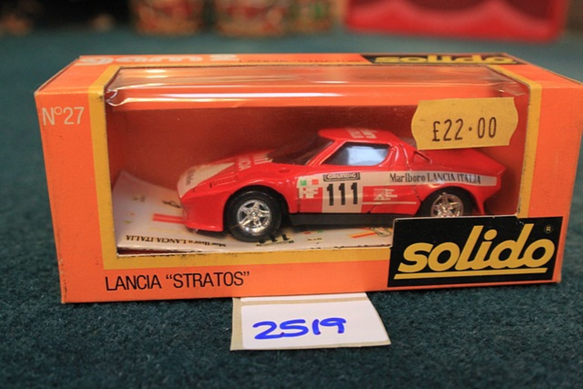 Solido GAM2 #27 Diecast Lancia Stratos In Red With Racing Number 111 Complete In Box