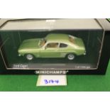 Minichamps Diecast Ford Capri Mark 1 Light Green Metallic 1969 Complete With Box.