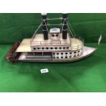 Tin plate vintage paddle stamer boat