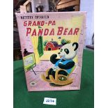 Modern Toys (Japan) Battery-Operated Grandpa Panda Bear Eating Popcorn I'm Rocking Chair 9.5" Tall