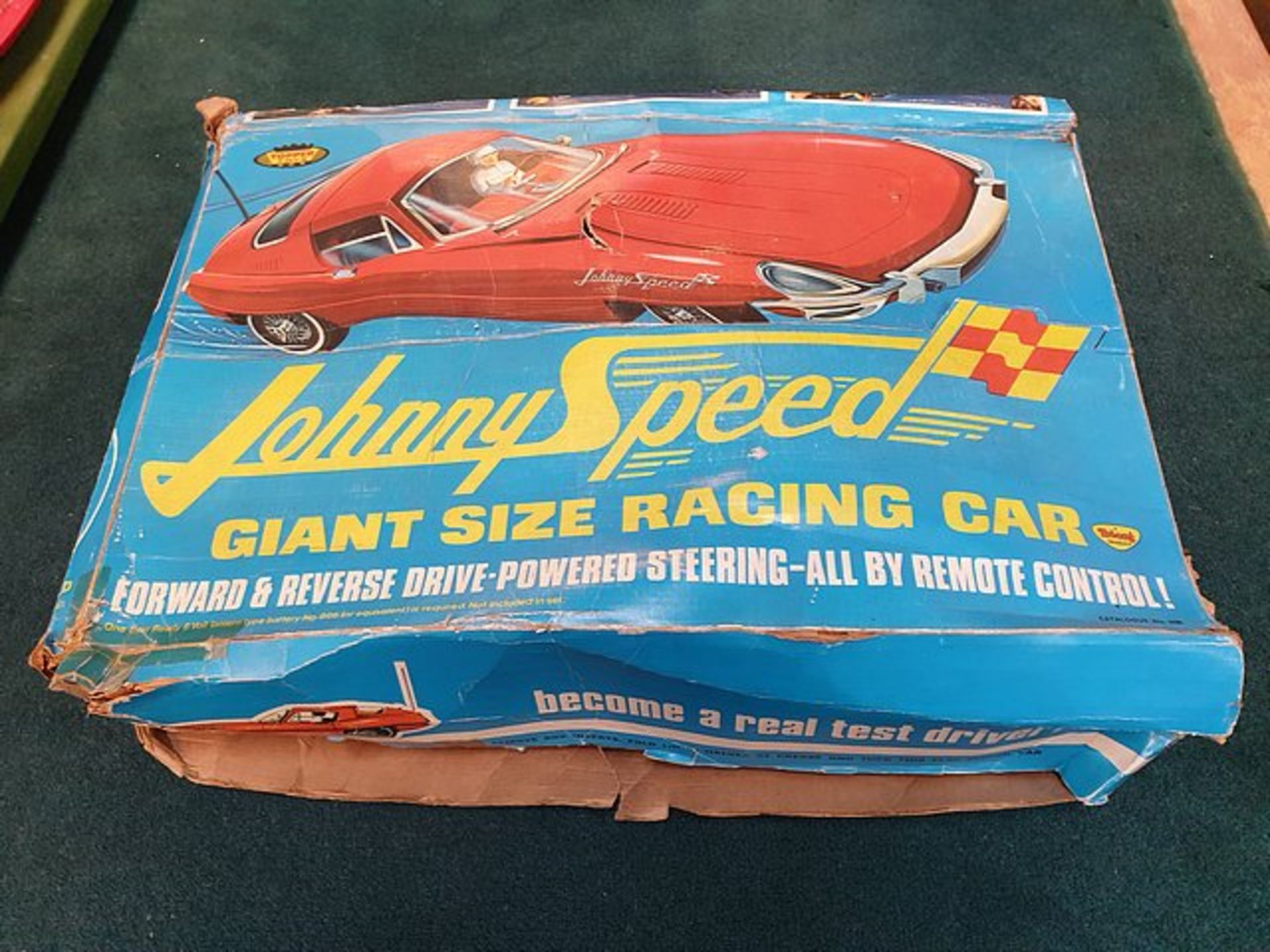 Tri-Ang Topper Toys 1966 Johnny Speed Remote Control Giant Size Racing Car Jaguar. Measures 21"