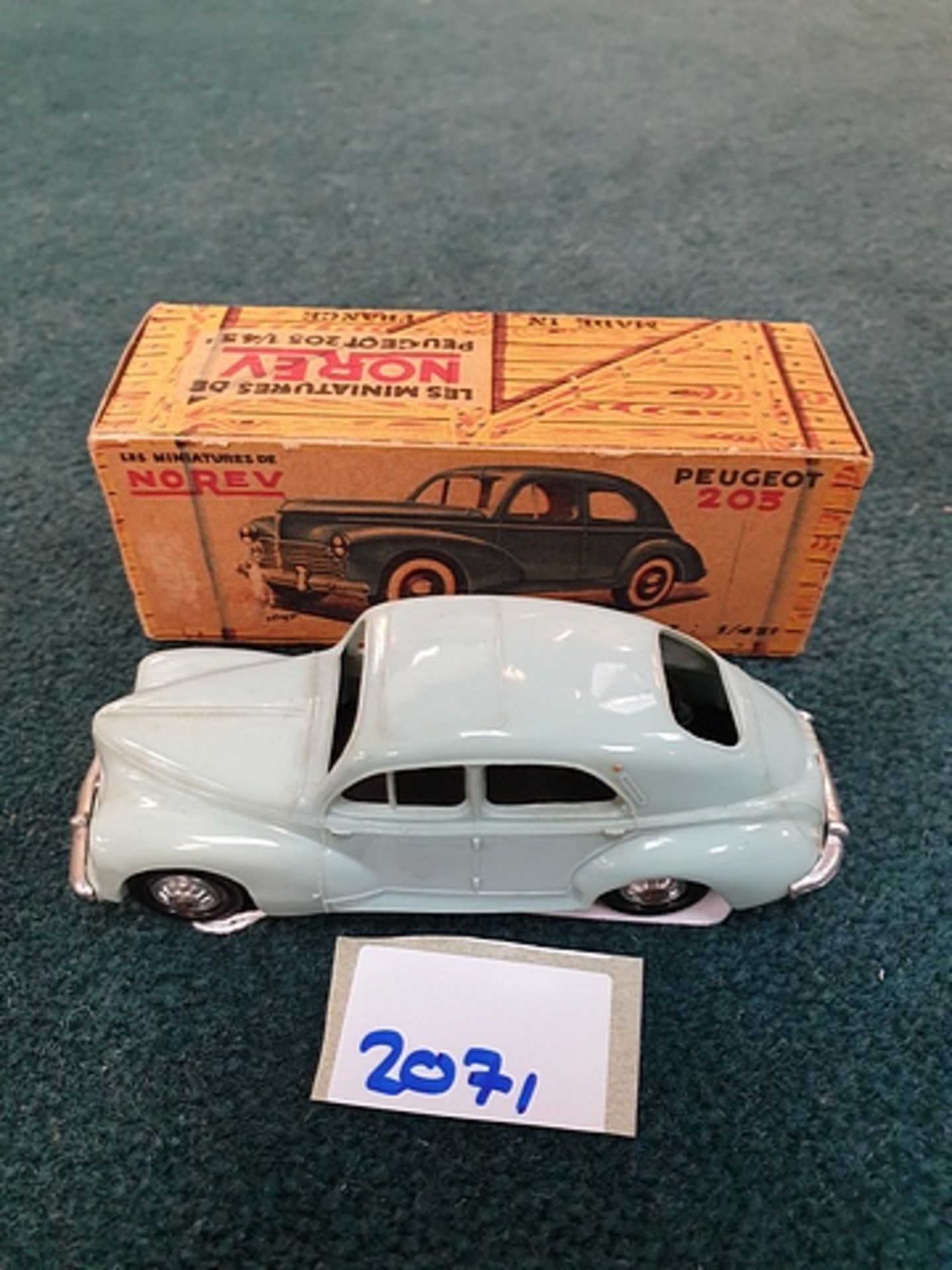 Norev (French) Peugeot 203 In Blue Scale 1/43 Complete In Box