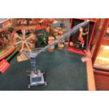 Joustra Toys (France) Height 40 Cm - Tin Mobile Port Crane With Clockwork Motor, Late 1940s.