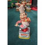 YONEZAWA (Japan) Battery Operated Chef Cook Tin Toy Made In Japan Complete With Box
