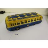 Carpati (Romania) Friction Driven Tinplate London Tourist Bus Yellow And Blue